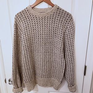 Vintage Wool Sweater (Beige with Dark Navy Details)